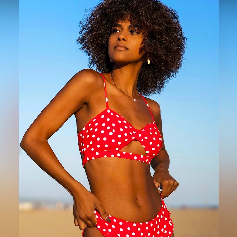 Cupshe Red Polka Dot Bikini Top